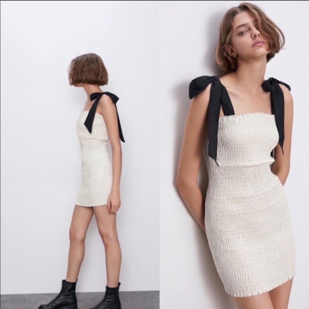 Zara oyster tube dress with tie straps